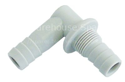 Hose connector thread 3/8" for hose ID 13-13mm angled plastic Qt