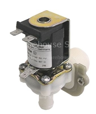 Solenoid valve single angled 230VAC inlet 3/4" outlet 14,5mm DN1