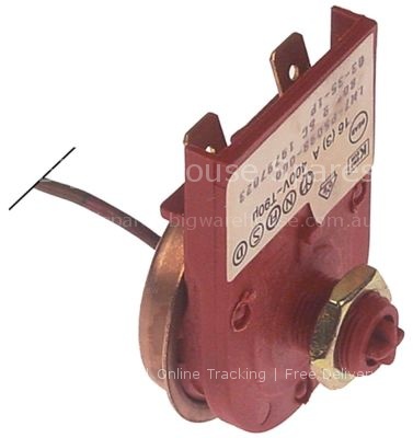 Safety thermostat t.max. 80°C 1-pole 1NC 16A probe ø 9mm probe L