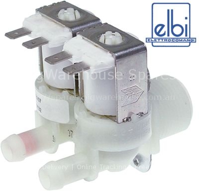 Solenoid valve double straight 230VAC inlet 3/4" outlet 11.5mm D