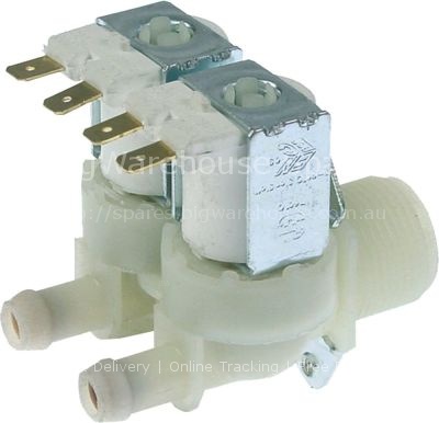 Solenoid valve double straight 230VAC inlet 3/4" output 1.2/1.2l