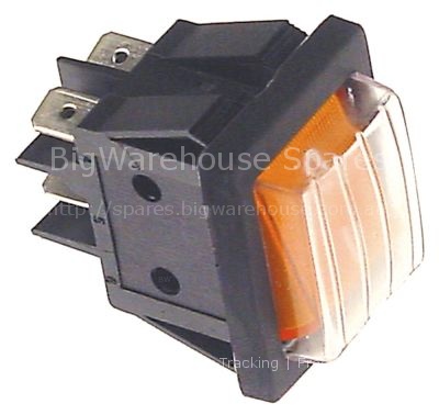 Rocker switch mounting measurements 30x22mm orange 2NO 250V 16A