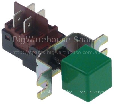 Push switch square green 2NO 250V 16A connection male faston 6.3
