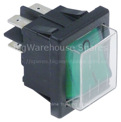 Rocker switch mounting measurements 30x22mm green 2NO 250V 16A i