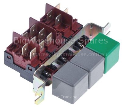Push switch square grey/grey/green 1NC1CO/1CO/2NO 250V 16A latch