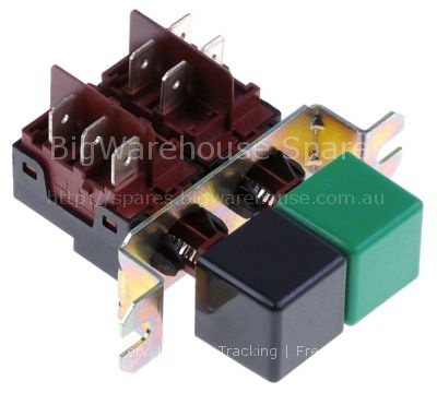 Switch combination square black/green 1CO/2NO 250V 16A connectio