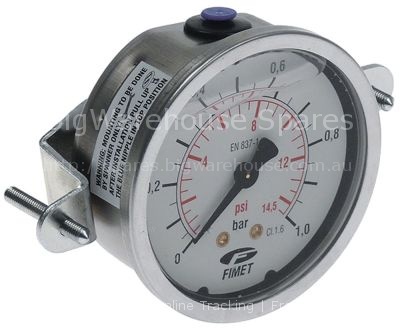 Manometer ø 63mm pressure range 0 up to 1bar 0 up to 14.5PSI fil