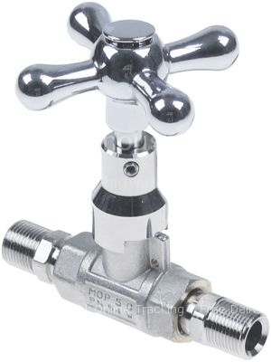 Ball valve complete with star handle H 84mm L 101mm W 26mm shaft