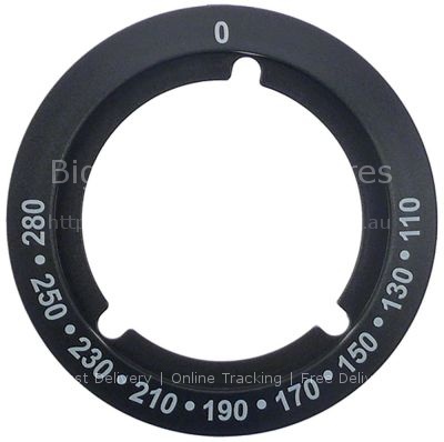 Knob dial plate thermostat t.max. 280°C 110-280°C ø 95mm black