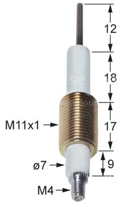 Ignition electrode D1 ø 7mm L1 12mm BL1 18mm BL2 17mm BL3 9mm co