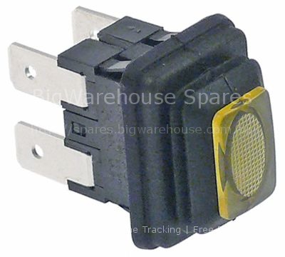 Push switch mounting measurements 19x13mm square yellow 2NO 250V