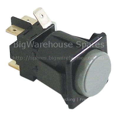 Push switch mounting measurements 28,5x28,5mm round grey 1CO/1NO