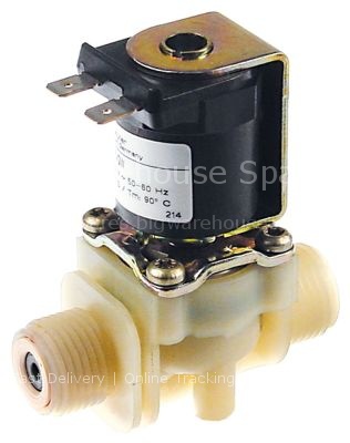 Solenoid valve single, with non-return valve straight 230VAC inl