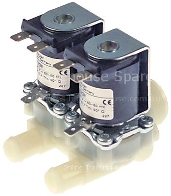 Solenoid valve double straight 230VAC inlet 3/4" outlet 14,5mm D