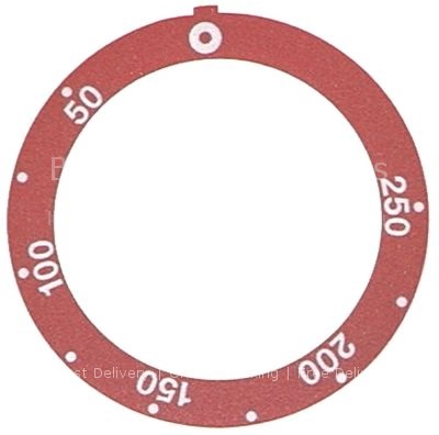 Knob dial plate red thermostat t.max. 250°C 50-250°C rotation 27