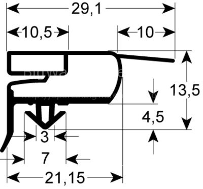 Refrigeration gasket profile 9773 W 669mm L 1518mm plug size