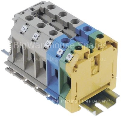 Rail-mounted terminal block 5-pole cross section 35mm² suitable