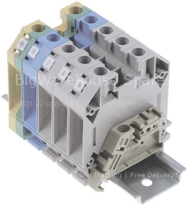 Rail-mounted terminal block 5-pole contacts 3P+N+E cross section