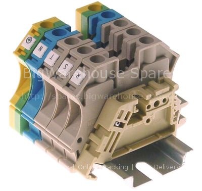 Rail-mounted terminal block 5-pole contacts 3P+N+E cross section