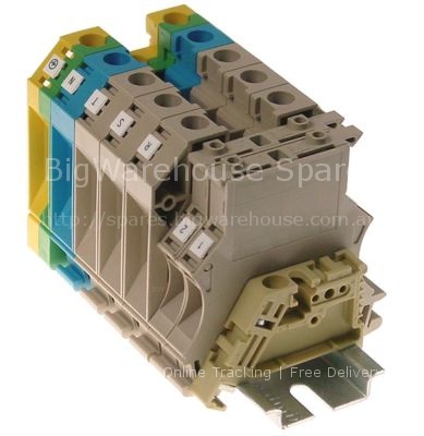Rail-mounted terminal block 5-pole with fuse holder