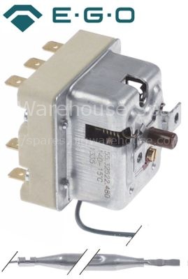 Safety thermostat switch-off temp. 140°C 3-pole 3CO 20A probe ø
