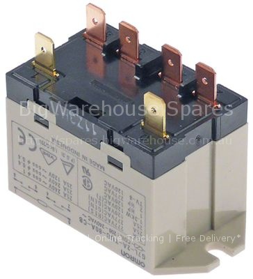Relay OMRON 230VAC 25A 2NO connection male faston 6.3mm bracket