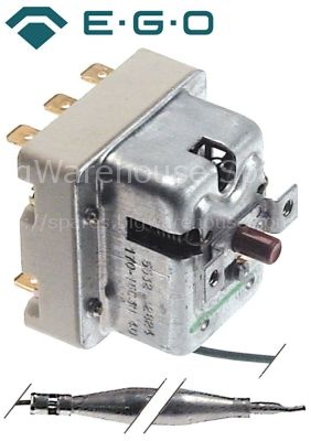 Safety thermostat switch-off temp. 170°C 3-pole 0,5A probe ø 6mm
