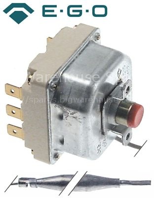 Safety thermostat switch-off temp. 350°C 3-pole 20A probe ø 6mm