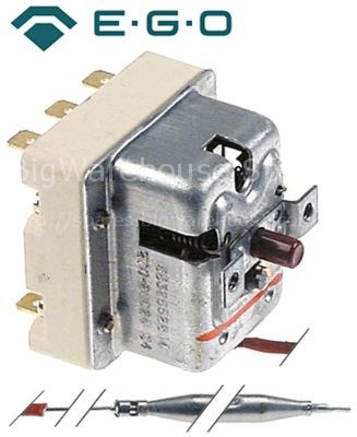 Safety thermostat switch-off temp. 270°C 3-pole 20A probe ø 6mm