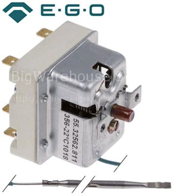 Safety thermostat switch-off temp. 356°C 2-pole 2CO 0,5A probe ø