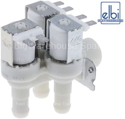 Solenoid valve triple angled 230VAC inlet 3/4" outlet 13.5mm ELB