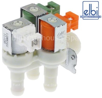 Solenoid valve triple angled 230VAC inlet 3/4" outlet  t.max. 90