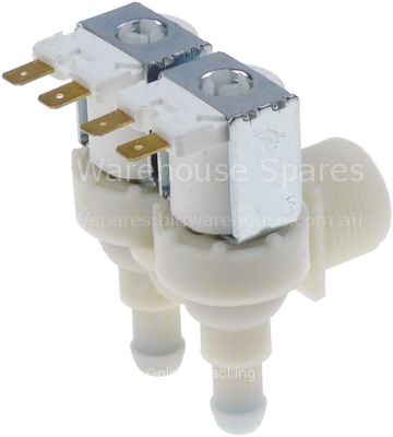 Solenoid valve double angled 230VAC inlet 3/4" TP plastic outlet