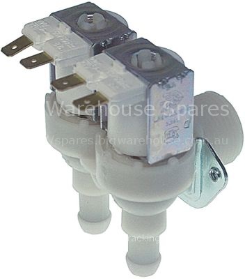 Solenoid valve double angled 230VAC inlet 3/4" output 2,5/2,5l/m