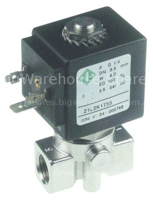 Solenoid valve stainless steel 230VAC connection 1/4" L 40mm 2-w