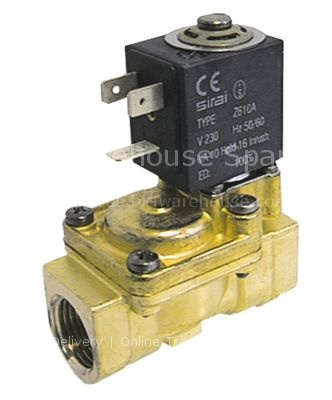 Solenoid valve brass 2-ways 230VAC inlet 1/2" outlet 1/2" connec