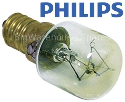 Light bulb t.max. 300°C socket E14 25W 230V ø 25mm L 56mm lens L