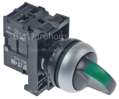 Rotary selector mounting measurements ø22mm green sequence 1NO/i