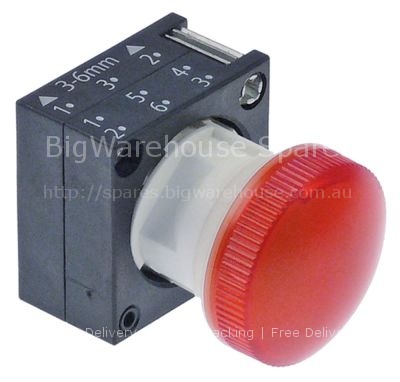 Signal element mounting measurements ø22mm red