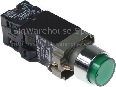 Momentary push switch mounting measurements ø22mm green 1NC/1NO