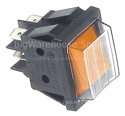 Rocker switch mounting measurements 30x22mm orange 2NO 230V 16A