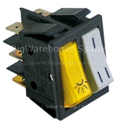 Rocker switch mounting measurements 30x22mm white/yellow 1NO/NO