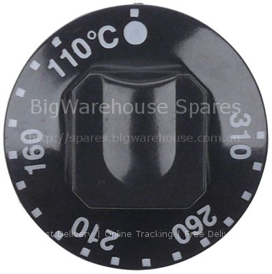 Knob temperature range 110-310°C H 29mm ø 55mm shaft flat upper
