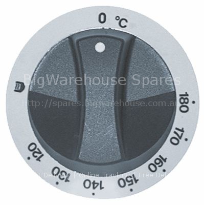 Knob thermostat t.max. 180°C ø 77mm shaft ø 6x4.6mm shaft flat u