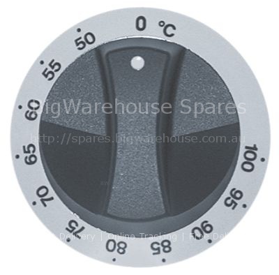 Knob thermostat t.max. 100°C ø 77mm shaft ø 6x4.6mm shaft flat l