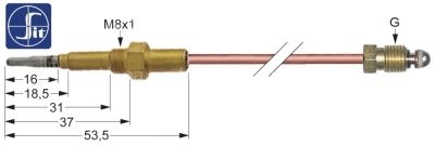 Thermocouple M9x1 L 1000mm M8x1