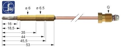 Thermocouple fast closing M9x1 L 850mm plug connection ø6.5mm