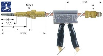 Thermocouple with interrupter M9x1 L 1000mm M8x1 with cable 1000