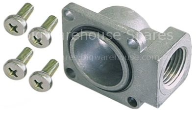 Gas connection angled flange 45x45mm hole distance 36x36mm 1/2"