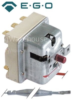 Safety thermostat switch-off temp. 253°C 3-pole 20A probe ø 6mm
